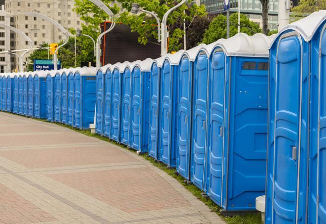 Seasonal porta potty units set up at a Weatherford, Texas venue